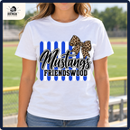 Friendswood Mustangs school spirit shirt worn outdoors