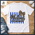 Friendswood Mustangs school spirit shirt styled in a boutique flat lay