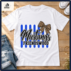 Friendswood Mustangs school spirit shirt styled in a boutique flat lay