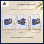 Friendswood Mustangs matching short sleeve, long sleeve, and crewneck sweatshirt
