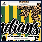 Santa Fe Indians cropped DTF artwork detail on fabric, styled mockup