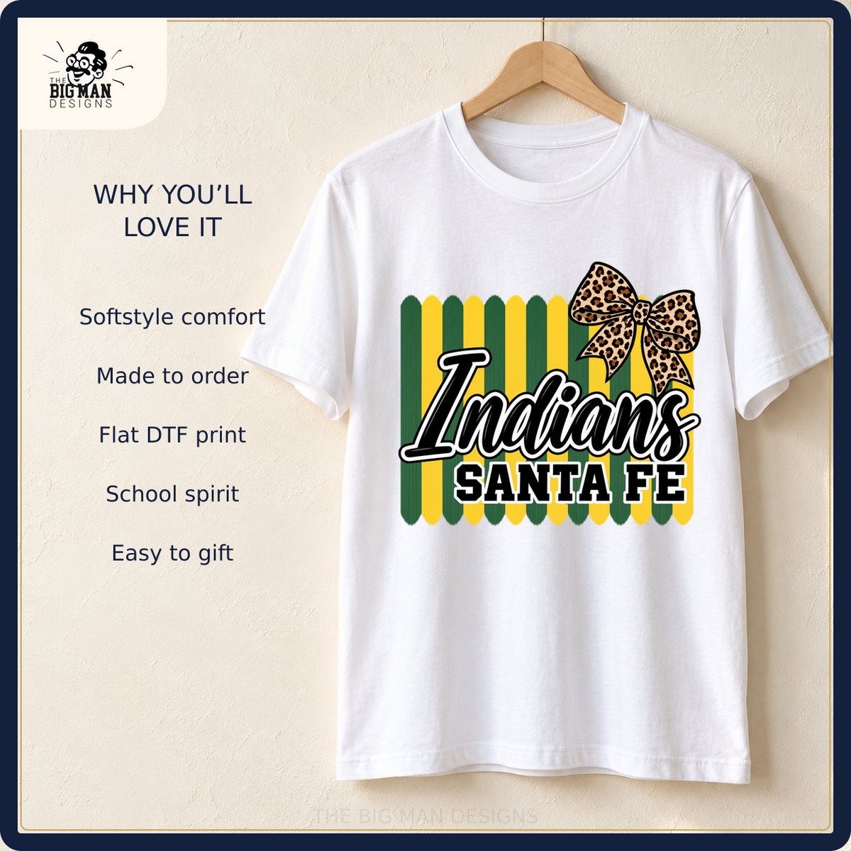 Santa Fe Indians Softstyle comfort and made-to-order school spirit shirt