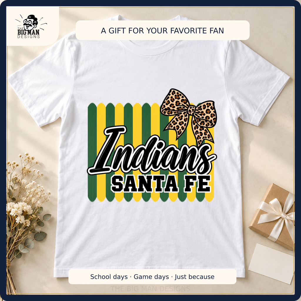 Santa Fe Indians school spirit shirt styled as a gift