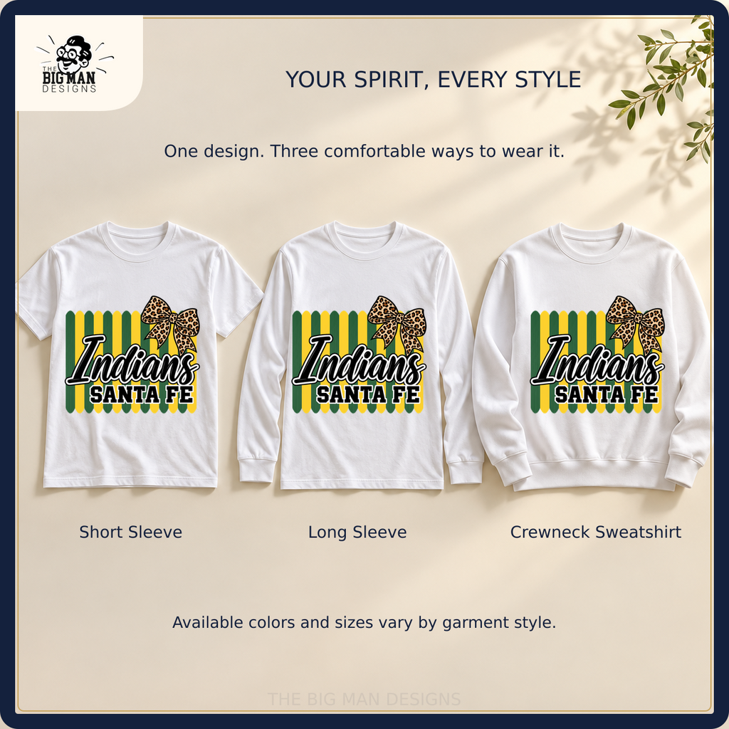 Santa Fe Indians matching short sleeve, long sleeve, and crewneck sweatshirt