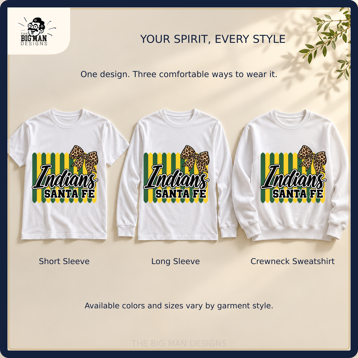 Santa Fe Indians matching short sleeve, long sleeve, and crewneck sweatshirt
