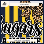 La Marque Cougars cropped DTF artwork detail on fabric, styled mockup