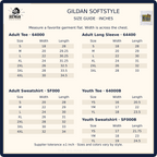 La Marque Cougars verified Gildan Softstyle garment size guide