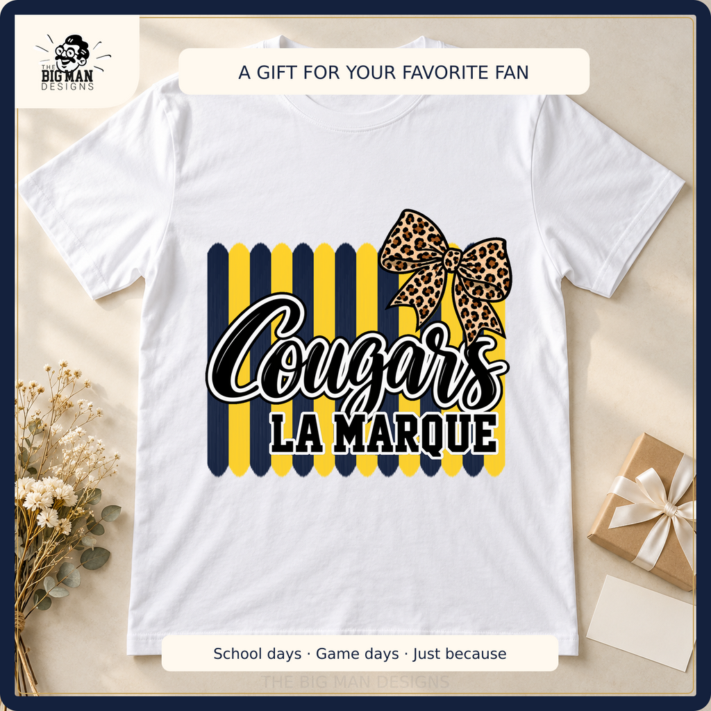 La Marque Cougars school spirit shirt styled as a gift