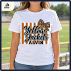 Alvin Yellow Jackets school spirit shirt worn outdoors
