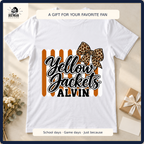 Alvin Yellow Jackets school spirit shirt styled as a gift
