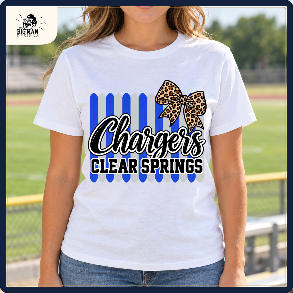 Clear Springs Chargers school spirit shirt worn outdoors