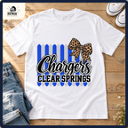 Clear Springs Chargers school spirit shirt styled in a boutique flat lay