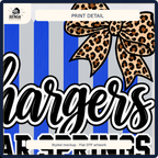 Clear Springs Chargers cropped DTF artwork detail on fabric, styled mockup