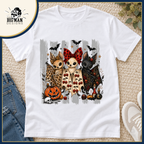 Halloween Bat Trio: white Softstyle shirt in a boutique flat lay