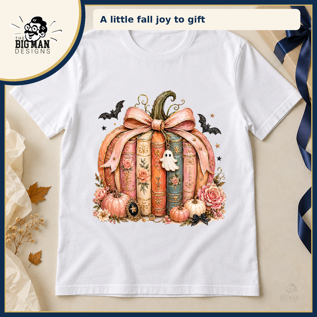 Bookish Pumpkin Bow: shirt styled as a fall gift