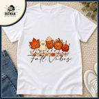 Fall Vibes Friends: white Softstyle shirt in a boutique flat lay