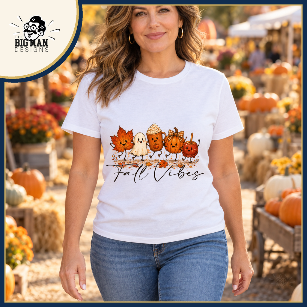 Fall Vibes Friends: white shirt worn at an autumn market