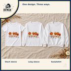 Fall Vibes Friends: matching short sleeve tee, long sleeve tee, and crewneck sweatshirt
