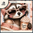 Leaves Fall I Dont Raccoon: cropped artwork detail on fabric, styled DTF mockup