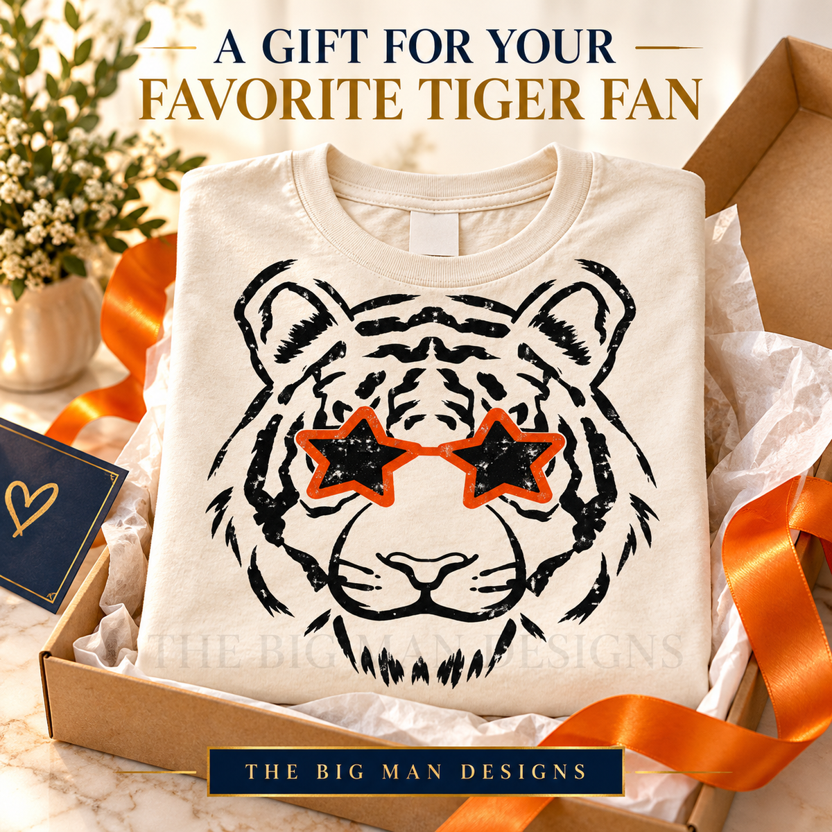 Tiger Star Glasses: shirt styled as a gift. The Big Man Designs.