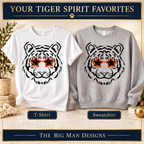 Tiger Star Glasses: T-shirt and sweatshirt style comparison. The Big Man Designs.