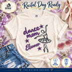 Natural Dance Mom Eleanor ballerina T-shirt styled with lavender ribbon and ballet shoes