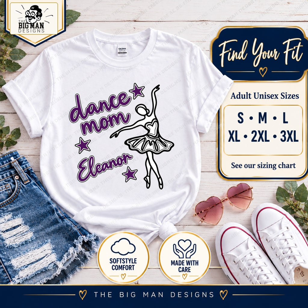 Dance Mom Eleanor ballerina tee with adult unisex size options S through 3XL