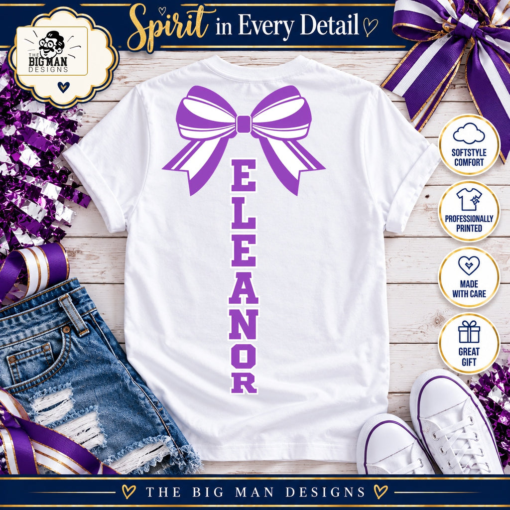 Eleanor vertical striped bow back print with comfort, professional printing, care and gift badges