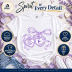 Heart charms dance tee with comfort, professional printing, care and gift benefit badges