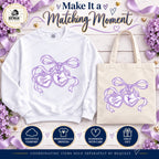 Coordinating heart charms sweatshirt and tote, sold separately by request