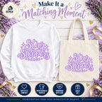 Coordinating Star Steppers script sweatshirt and tote, sold separately by request