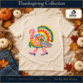 Colorful Turkey Pink Boots Shirt & Sweatshirt on a Natural T-shirt, autumn boutique styling with The Big Man Designs branding