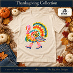 Colorful Turkey Pink Boots Shirt & Sweatshirt on a Natural T-shirt, autumn boutique styling with The Big Man Designs branding
