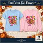Turkin 9 to 5 front design on a Light Blue T-shirt and Light Pink sweatshirt, The Big Man Designs branded color mockup