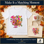 Turkin 9 to 5 Thanksgiving design. White T-shirt, mug and tote with coordinating artwork, accessories sold separately by request. The Big Man Designs.