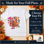 Turkin 9 to 5 Thanksgiving design. White T-shirt with T-shirt sizes S–5XL and sweatshirt sizes S–4XL. The Big Man Designs.