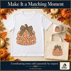 Give Thanks Leopard Bow Thanksgiving design. White T-shirt, mug and tote with coordinating artwork, accessories sold separately by request. The Big Man Designs.