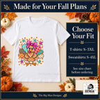 Cute Turkey Pink Bow Thanksgiving design. White T-shirt with T-shirt sizes S–5XL and sweatshirt sizes S–4XL. The Big Man Designs.