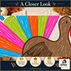 Thankful Colorful Turkey Thanksgiving design. Cropped close-up of the original print artwork and colors. The Big Man Designs.