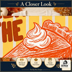Here for the Pumpkin Pie Thanksgiving design. Cropped close-up of the original print artwork and colors. The Big Man Designs.