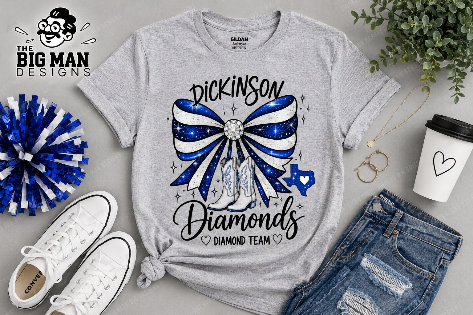 Dickinson Diamonds Diamond Team Bow Shirt 5| DTF Printed