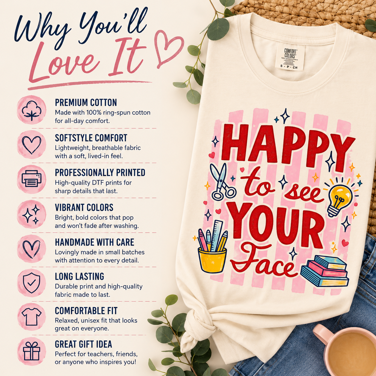 Happy to See Your Face Teacher Shirt