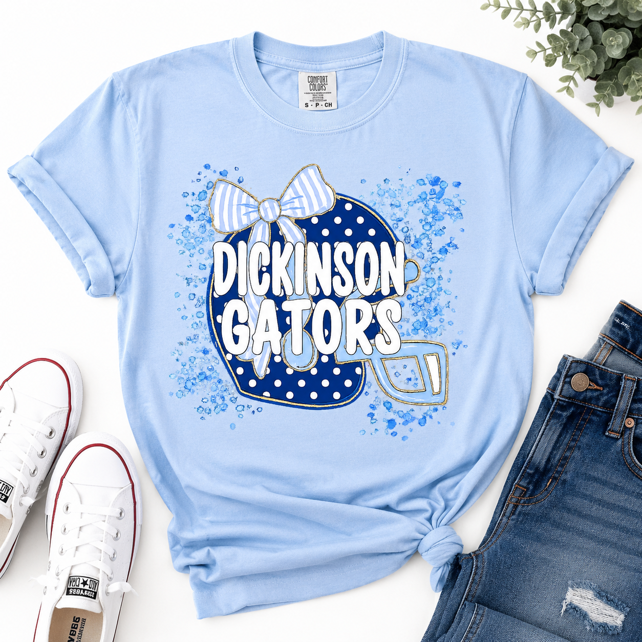 1 Dickinson Gators Football Tee – Helmet Bow Design | Youth & Adult