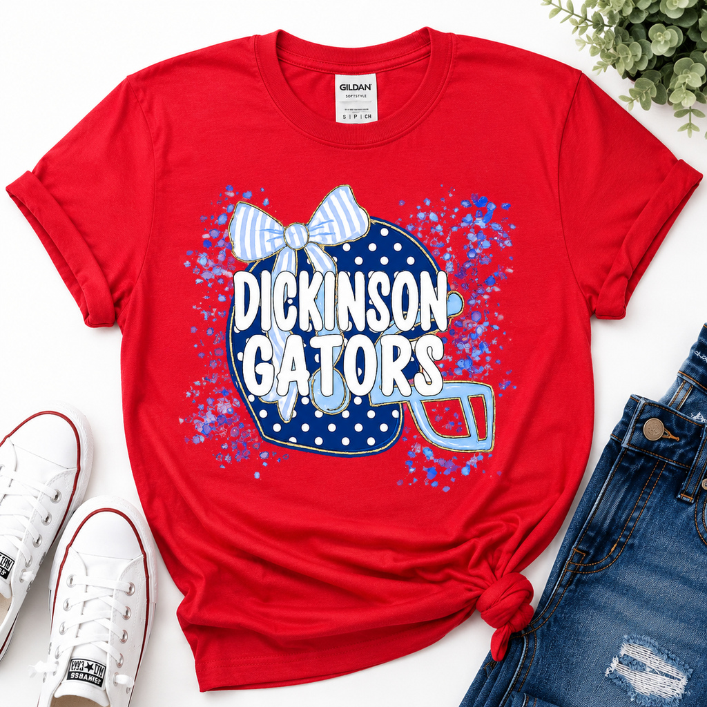1 Dickinson Gators Football Tee – Helmet Bow Design | Youth & Adult