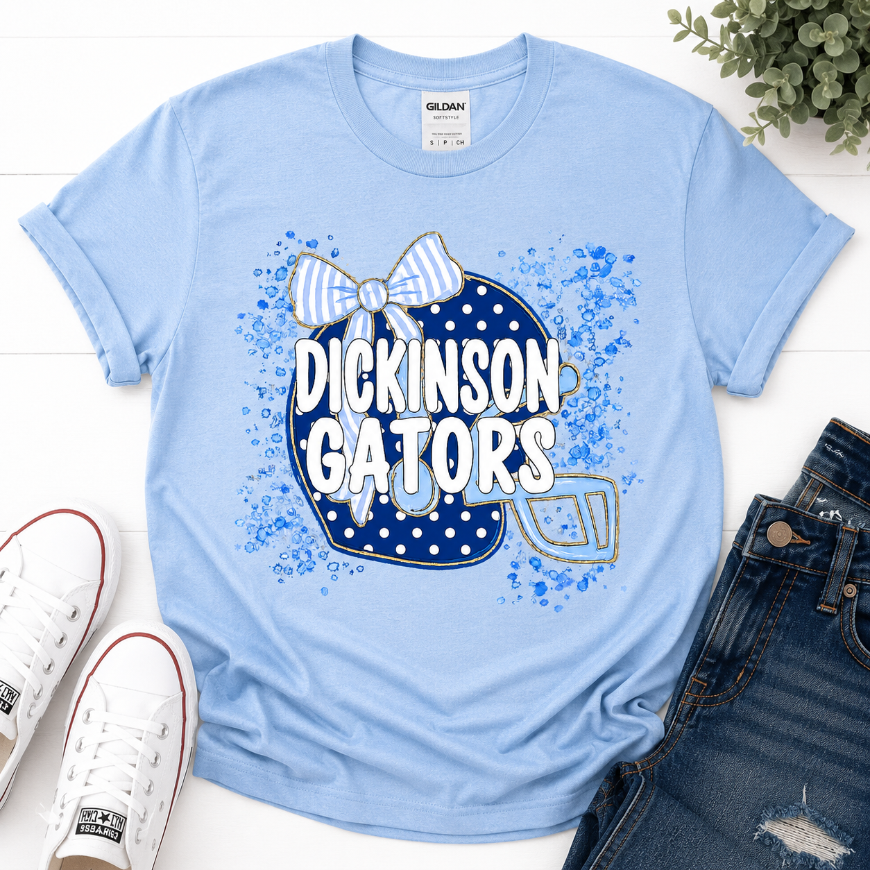 1 Dickinson Gators Football Tee – Helmet Bow Design | Youth & Adult