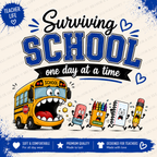 Surviving School One Day at a Time Tee | Teacher & Back to School Shirt