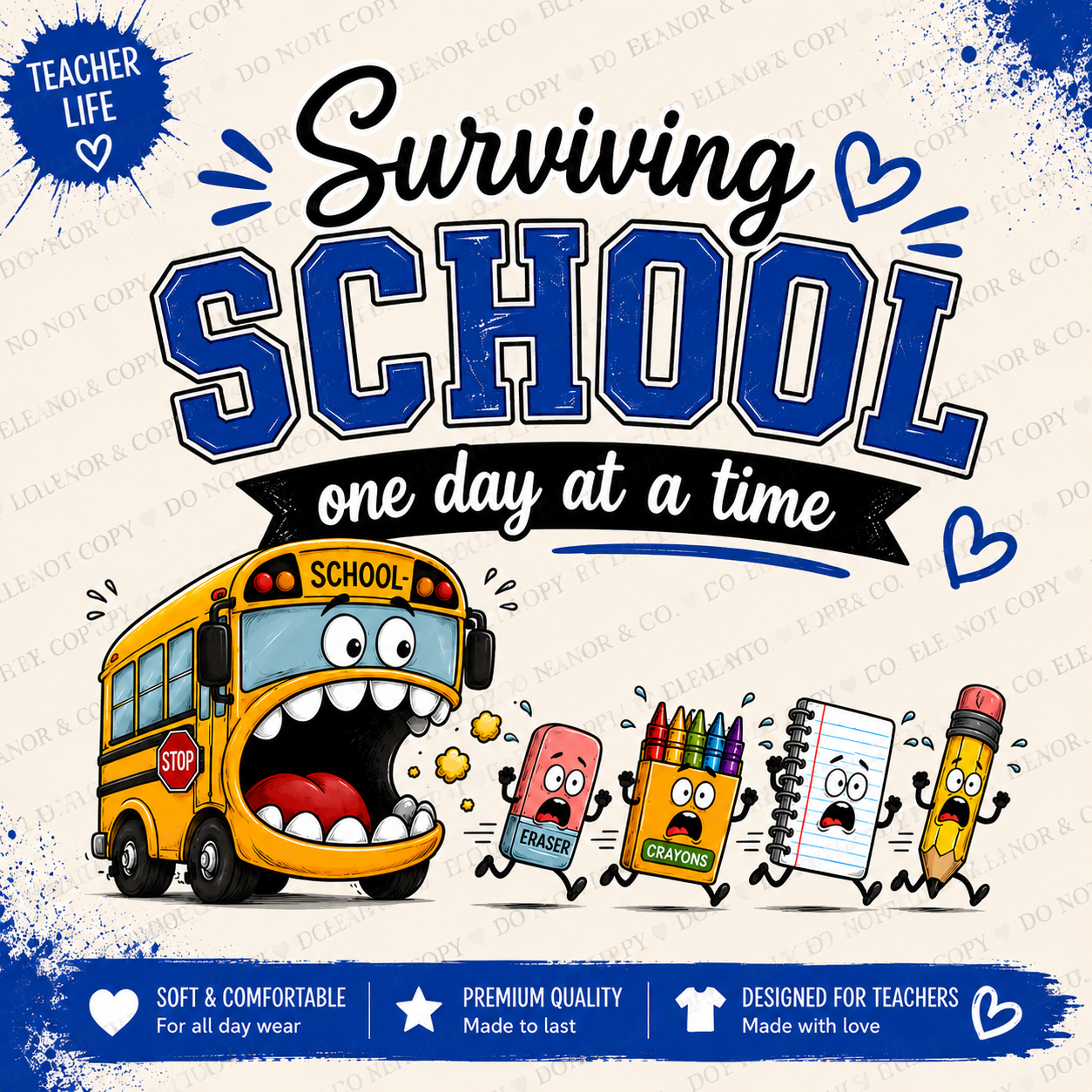 Surviving School One Day at a Time Tee | Teacher & Back to School Shirt