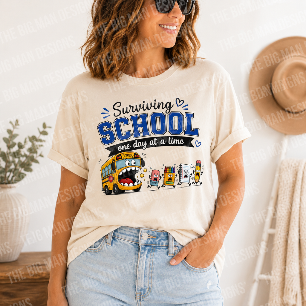 Surviving School One Day at a Time Tee | Teacher & Back to School Shirt
