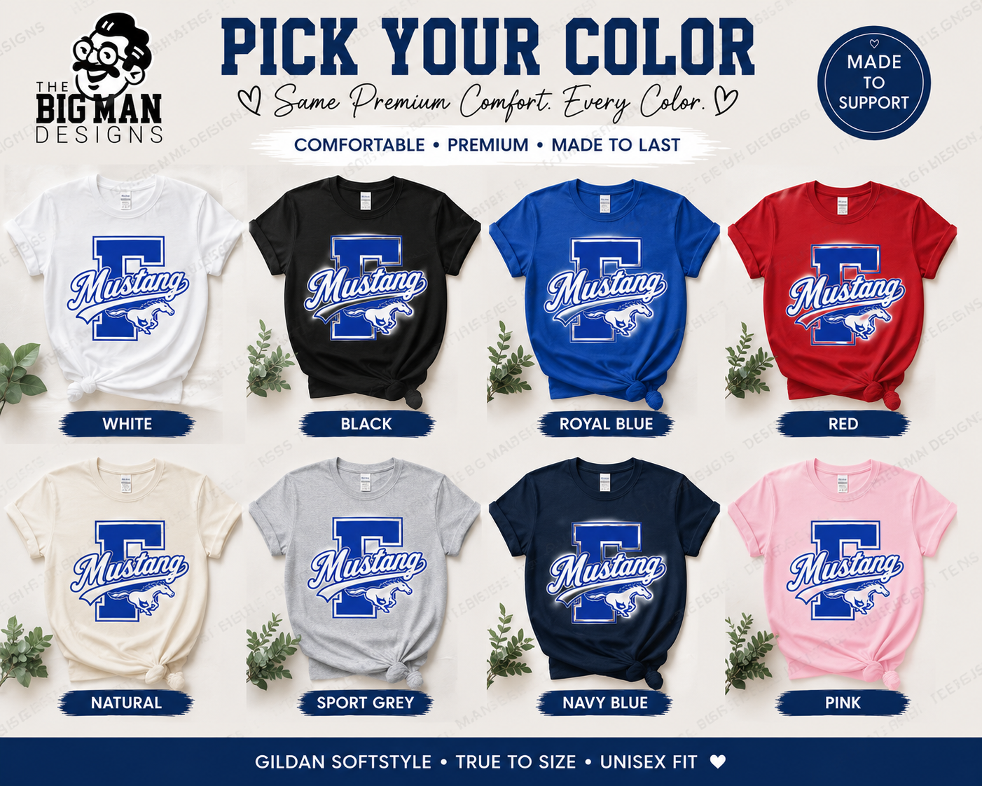 Friendswood Mustang F Letter Spirit Shirt | School Spirit Tee