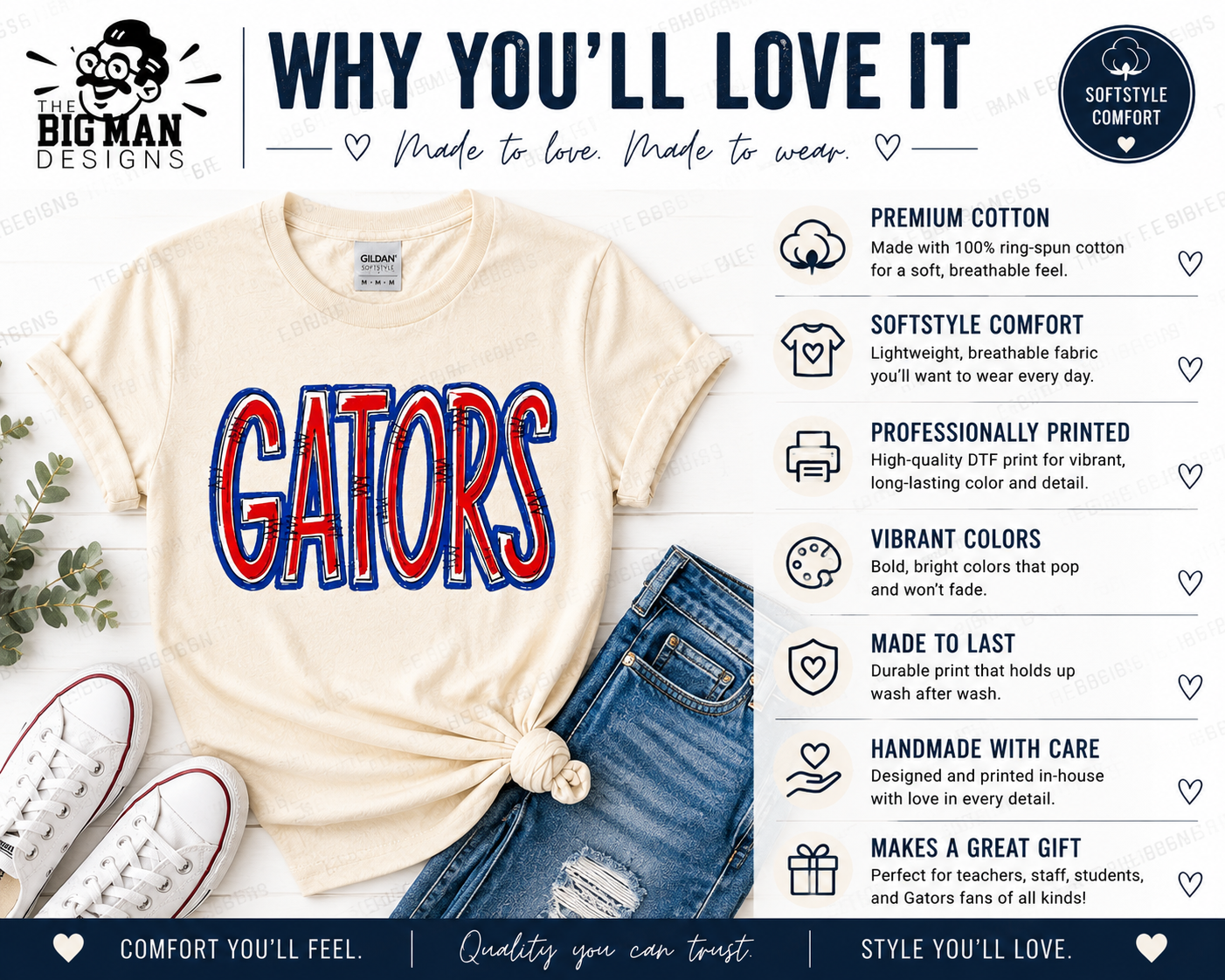 Dickinson Gators Retro Bold Spirit Shirt | Dickinson ISD Spirit Wear